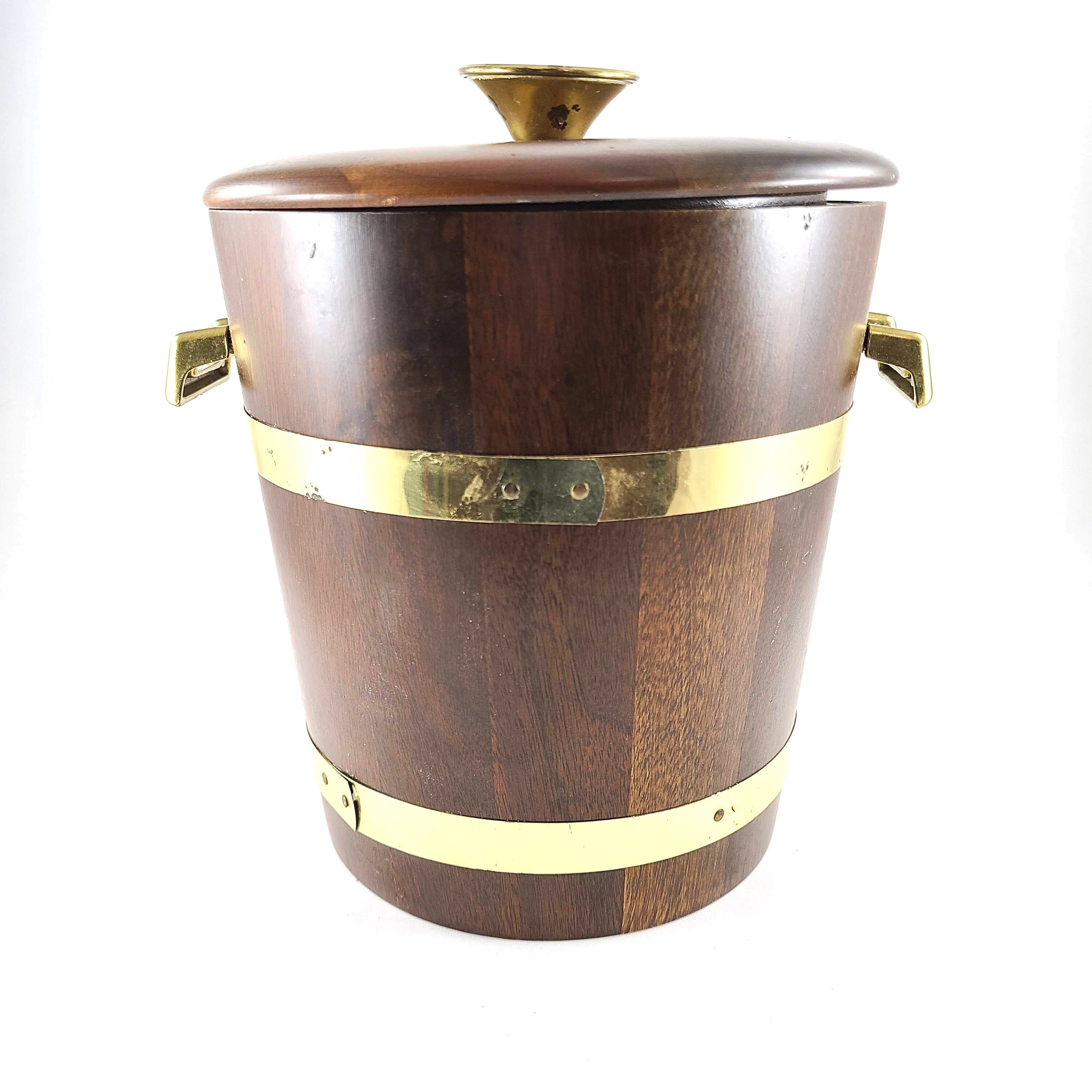 Vintage Wood Ice Bucket / MidCentury Vermillion / Wood and Etsy