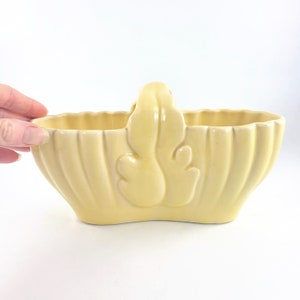 Vintage USA Pottery Yellow Basket Planter / Yellow Flower Pot / Succulent Planter / Cactus Pot/ Mid-Century Pottery