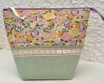 Liberty of London large zipped makeup bag, sewing pouch, project bag, notions pouch cosmetic bag, gifts for her