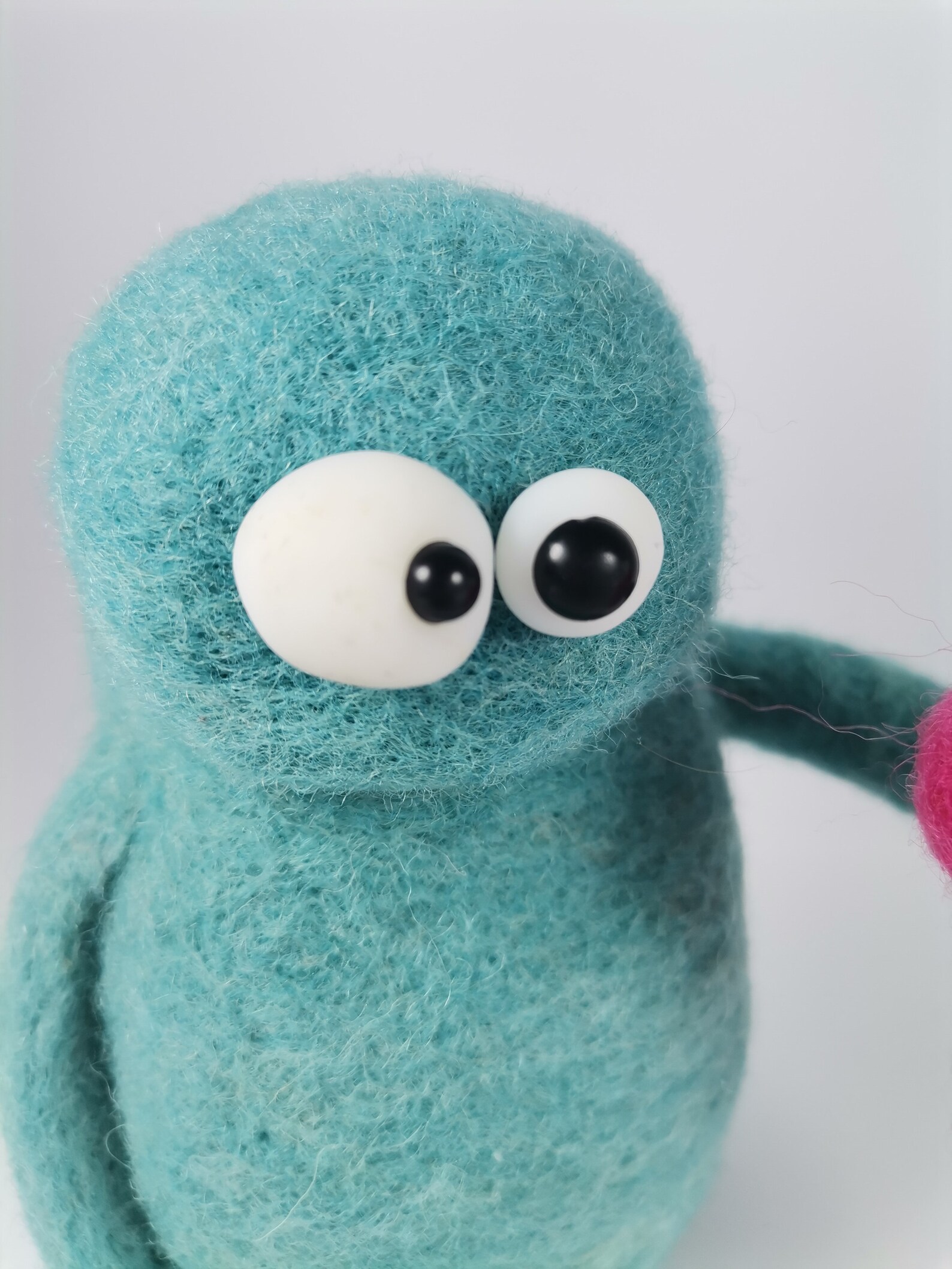 Two Needle Felted Monsters Blue Squeezing Yellow Loving Soft Etsy