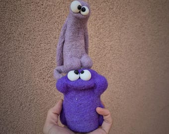 Nadel gefilzte Monsterfiguren, Raumdekoration aus Wolle