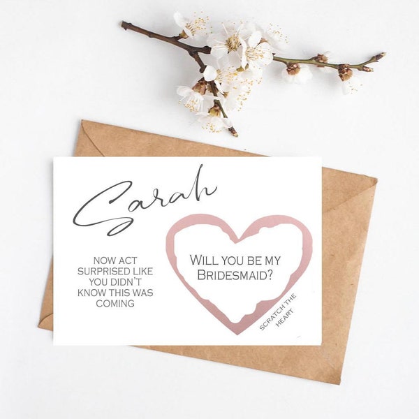 Act Surprised With Name | Personalised | Bridesmaid Proposal Card | Scratch To Reveal | Will You Be My Bridesmaid | Maid of Honour Honor