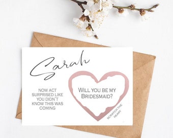 Act Surprised Personalized | Personalised | Bridesmaid Proposal Card | Scratch To Reveal | Will You Be My Bridesmaid | Maid of Honour Honor