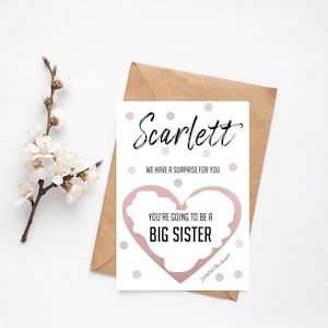 Stai per diventare una sorella maggiore - Biglietto da grattare / Biglietto di annuncio della gravidanza / Annuncio del bambino / Promossa a sorella maggiore