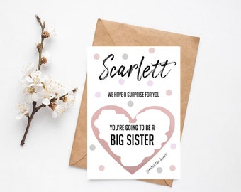 You're Going To Be A Big Sister Scratch Card | Pregnancy Reveal Announcement Card | Baby Reveal | Promoted To Big Sister