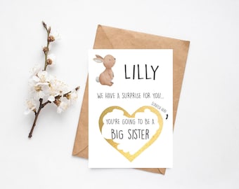 You're Going To Be A Big Sister or Big Brother Scratch Card | Pregnancy Reveal Announcement Card | Baby Reveal