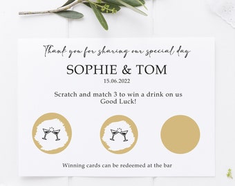 Personalised Wedding Favours For Guests, Wedding Scratch Card, Custom Scratch Card, Drink Token, Unique Wedding Favour, Scratchcards