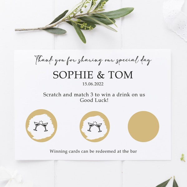 Personalised Wedding Scratch to Win Cards | Wedding Favours | Drinks Token | Custom Scratch to win Card | Fun Unusual Wedding Favour