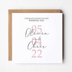 Félicitations pour le jour de votre mariage | Carte de mariage personnalisée | Carte de félicitations | Monsieur et Madame Félicitations | Carte de jeunes mariés