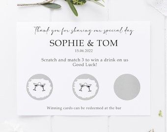 Personalised Wedding Favours For Guests, Scratch Card, Custom, Drink Token, Favour, Scratchcards