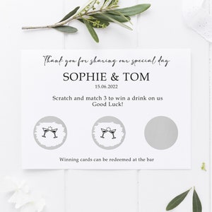 Personalised Wedding Scratch to Win Cards | Wedding Favours | Drinks Token | Custom Scratch to win Card | Fun Unusual Unique Wedding Favour