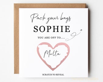 Personalised Surprise Holiday Scratch off Card | Holiday Scratch to Reveal Card | Surprise Destination Trip Holiday Reveal