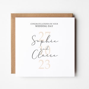 Félicitations pour le jour de votre mariage | Carte de mariage personnalisée | Carte de félicitations | Monsieur et Madame Félicitations | Carte de jeunes mariés