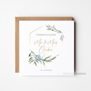 Félicitations pour le jour de votre mariage | Carte de mariage personnalisée | Carte de félicitations | Monsieur et Madame Félicitations | Carte de jeunes mariés