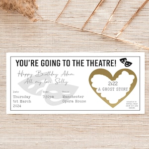 Personalised Surprise Birthday Card | Personalised Surprise Theatre Tickets | Surprise Reveal For Musical Show | Scratch Off Surprise Gig
