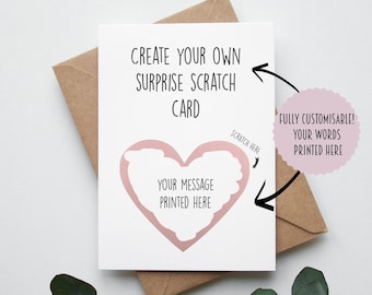 Tarjeta personalizada para rascar y revelar, idea para cumpleaños sorpresa, aniversario, concierto, vacaciones, festival, cine,