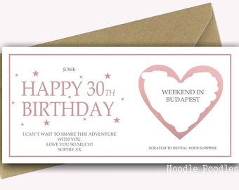 Carte à gratter d'anniversaire personnalisée | Bon cadeau surprise | Surprise spéciale anniversaire | 16 | 18 | 21 | 30 | 40e | 50e | 60e