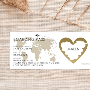 Carte d'embarquement personnalisée à gratter | à gratter pour une surprise des Fêtes | Billet surprise pour les fêtes | Révélation de la destination surprise