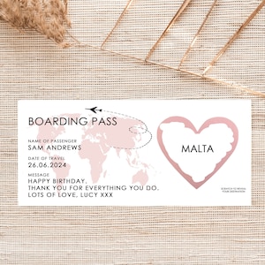 carte d'anniversaire surprise personnalisée | Carte d'embarquement personnalisée | Billet carte d'embarquement pour une destination surprise pour les fêtes de fin d'année