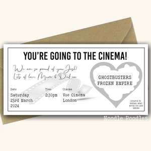 carte d'anniversaire surprise personnalisée | Billets de cinéma surprise personnalisés | révélation surprise pour une soirée cinéma | Gratter pour un régal cinéma