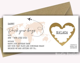 Personalised Scratch Reveal Boarding Novelty Ticket | Scratch Reveal For Surprise Holiday | Holiday Destination Ticket | Holiday Gift