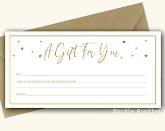 Gift Voucher | Luxury Gift Voucher | Gift Card | Gift Token | Personalise Experience Voucher | Surprise Ticket | Blank Birthday Voucher