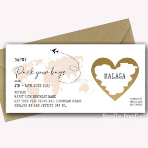 nouveauté pour l'embarquement personnalisé à gratter | à gratter pour des vacances surprises | Billet pour une destination de vacances | Cadeau de Noël