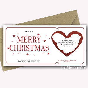 carte à gratter pour révéler | Carte personnalisée à gratter sur mesure pour cadeau de Noël surprise concert festival de vacances cinéma régal