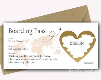 Personalised Surprise Birthday Card | Personalised Boarding Pass | Faux Fake Boarding Pass For Surprise Destination Trip Holiday Reveal |