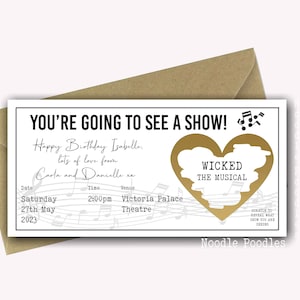 Biglietti teatrali gratta e vinci personalizzati / Biglietti a sorpresa per spettacoli musicali / Biglietti a sorpresa gratta e vinci / Regalo di compleanno per spettacoli musicali