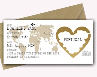 Personalised Surprise Birthday Card | Personalised Boarding Pass | Faux Fake Boarding Pass For Surprise Destination Trip Christmas Gift