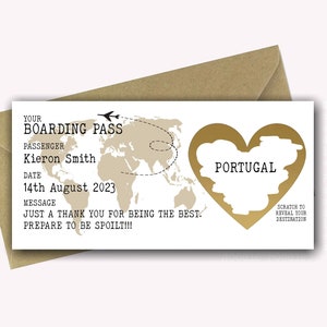 Personalised Surprise Birthday Card | Personalised Boarding Pass | Faux Fake Boarding Pass For Surprise Destination Trip Christmas Gift