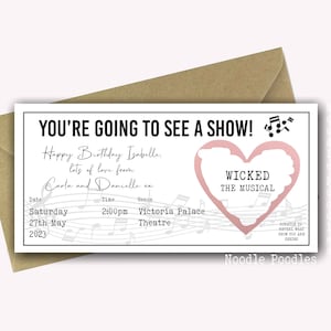 Personalised Surprise Birthday Card | Personalised Surprise Theatre Tickets | Surprise Reveal For Musical Show | Scratch Off Surprise Gig