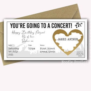 Biglietto di auguri di compleanno a sorpresa personalizzato / Biglietti per concerti a sorpresa personalizzati / Presentazione a sorpresa per concerto / Concerto a sorpresa con gratta e vinci
