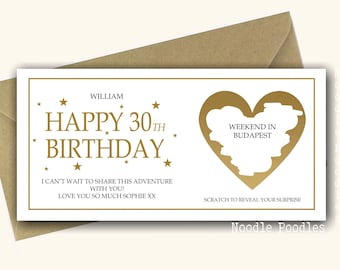Chèque-cadeau personnalisé pour anniversaire à gratter | Carte spéciale anniversaire à gratter dorée pour les 16, 18, 21, 30, 40, 50 et 60 ans
