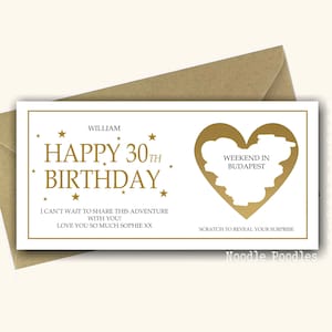 Buono regalo personalizzato per biglietti gratta e vinci di compleanno / Biglietto gratta e vinci speciale per compleanno in oro per 16, 18, 21, 30, 40, 50, 60 anni