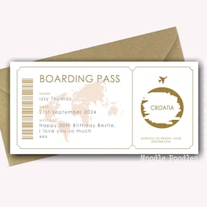 Carte d'embarquement personnalisée à gratter | carte d'embarquement surprise à gratter | Carte d'embarquement fantaisie pour une révélation surprise des Fêtes