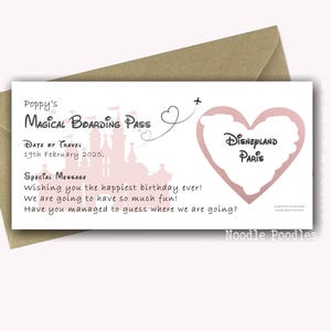 Disneyland Paris Überraschungs Karte zum Rubbeln | Personalisierte Bordkarte | Überraschungsziel Reiseurlaub offenbaren