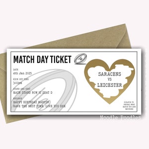 Boleto de rugby sorpresa personalizado / Boletos sorpresa para el día del partido / Revelación sorpresa para el partido de rugby / Partido de rugby sorpresa raspadito