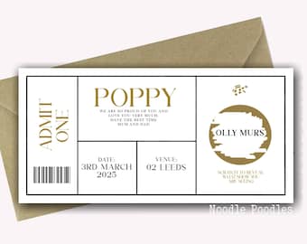 Personalised Concert Ticket Scratch Reveal Card | Surprise Birthday Announcement