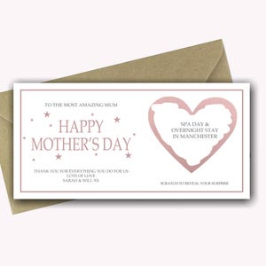 Cadeau surprise carte à gratter personnalisée pour la Fête des Mères | Première fête des mères | Bon surprise spéciale