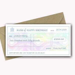 Gepersonaliseerde verjaardagscheque | Verjaardagscadeau geld | Verjaardagscadeaubon | Verrassingskaart | Cadeaubon | Geldportemonnee | Geldkaart