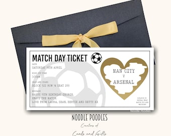 Gepersonaliseerde verrassing voetbalticket | Verrassingskaarten voor wedstrijddag | Surprise-onthulling voor voetbalwedstrijd | Krasverrassingsvoetbalwedstrijd