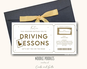 Personalised Driving Lessons Scratch Card | 17th Birthday Voucher Gift