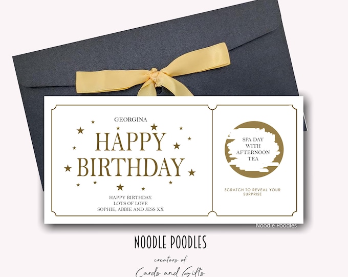 Birthday Scratch Card | Personalised Reveal Gift | Personalised Birthday Scratch Card | Luxury Scratch To Reveal Ticket | Happy Birthday