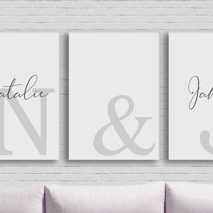 Set of 3 Three Personalised Name & Initial Prints | Personalised Couples A3 A4 A5 Wall Art Prints | Unframed Poster Prints