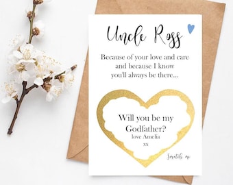 Will You Be My Godfather Card | Godparents Proposal Card | Personalised Scratch Card | Godparent Card