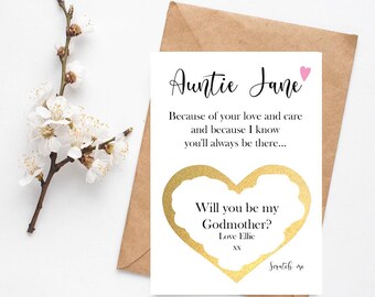 Will You Be My Godmother Card | Godparents Proposal Card | Personalised Scratch Card | Godparent Card