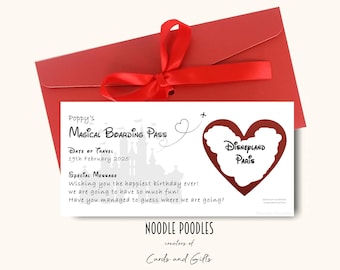 Disneyland Paris Surprise Scratch to Reveal Card  | Personalised Boarding Pass | Surprise Destination Trip Holiday Reveal