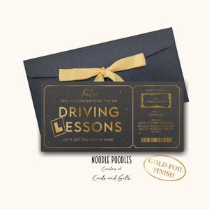Personalised Gold Foil Driving Lessons Scratch Card | 17th Birthday Voucher Gift